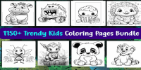 product of 1150+ Trendy kids coloring pages Bundle