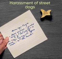 Write a letter to the Police Inspector regarding harassment of street dogs