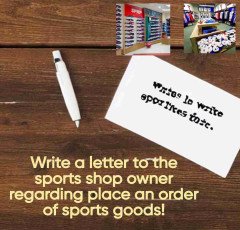 Write a letter to the sports shop owner regarding place an order of sports goods