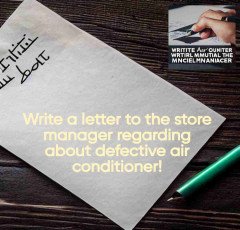 Write a letter to the store manager regarding about defective air conditioner