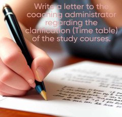 Write a letter to the coaching administrator regarding the clarification (Time table) of the study courses